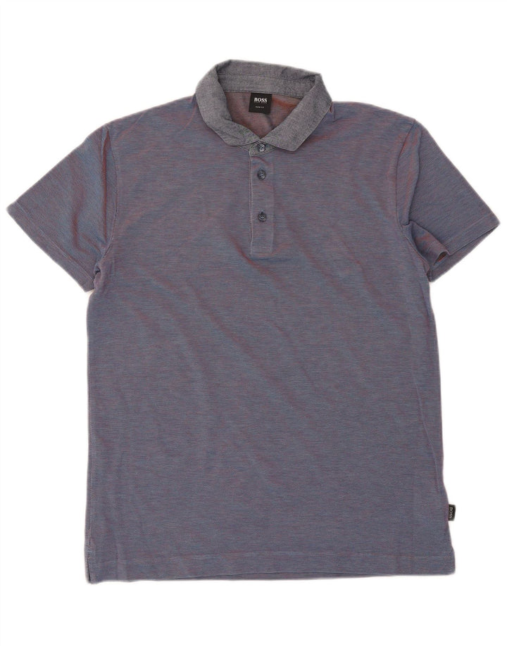 Hugo Boss Polo Slim Fit en coton à fines rayures bleu marine