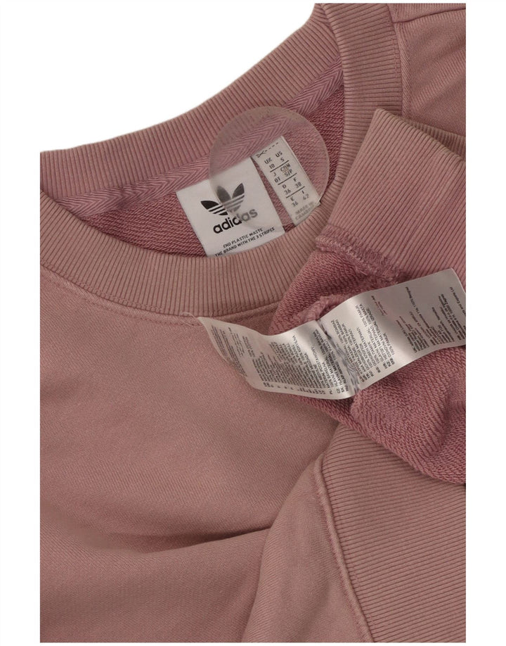 ADIDAS Sweat-shirt court surdimensionné pour femme UK 10 Petit coton rose