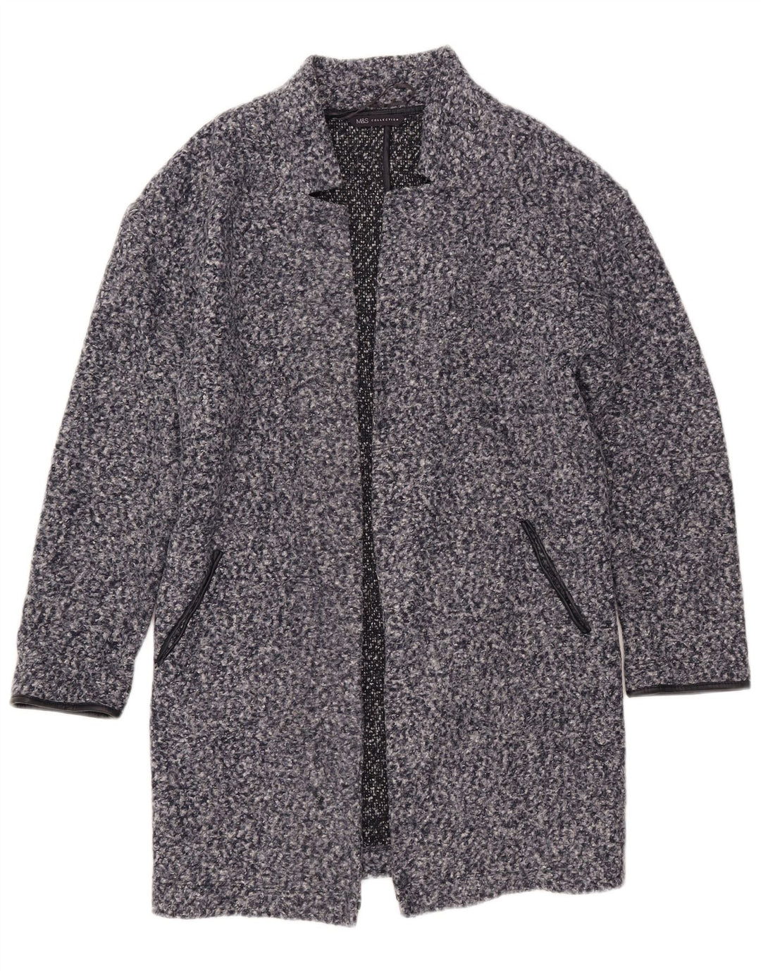 Marks & Spencer Pardessus Femme UK 8 Petit Polyester Moucheté Bleu Marine
