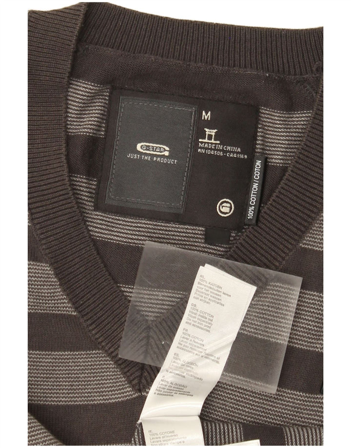 G-Star Pull Col V Homme Gris Moyen Rayé Coton