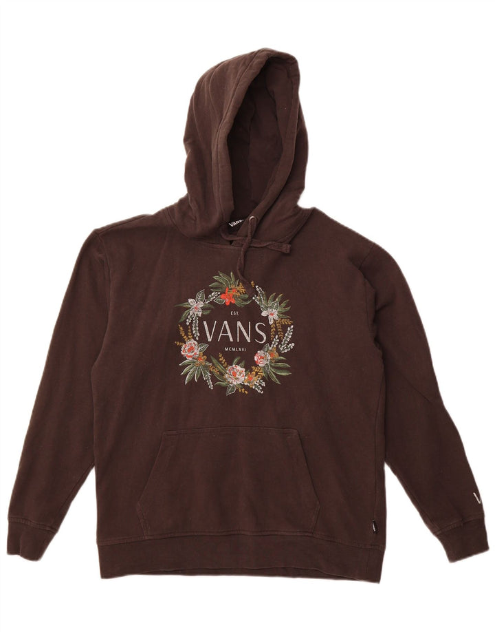 Vans Pull à capuche graphique pour femme UK 10 Small Marron Coton