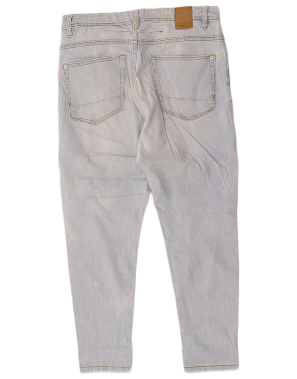 Zara Jean court slim effet vieilli pour femme EU 40 Medium W30 L25 Bleu Coton