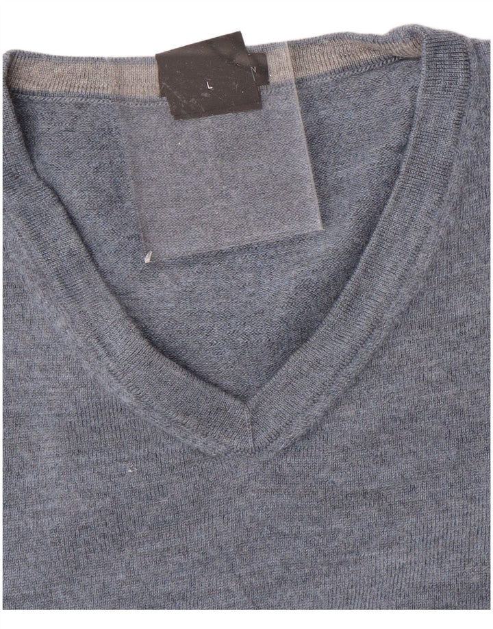 HUGO BOSS Mens V-Neck Jumper Sweater Large Blue