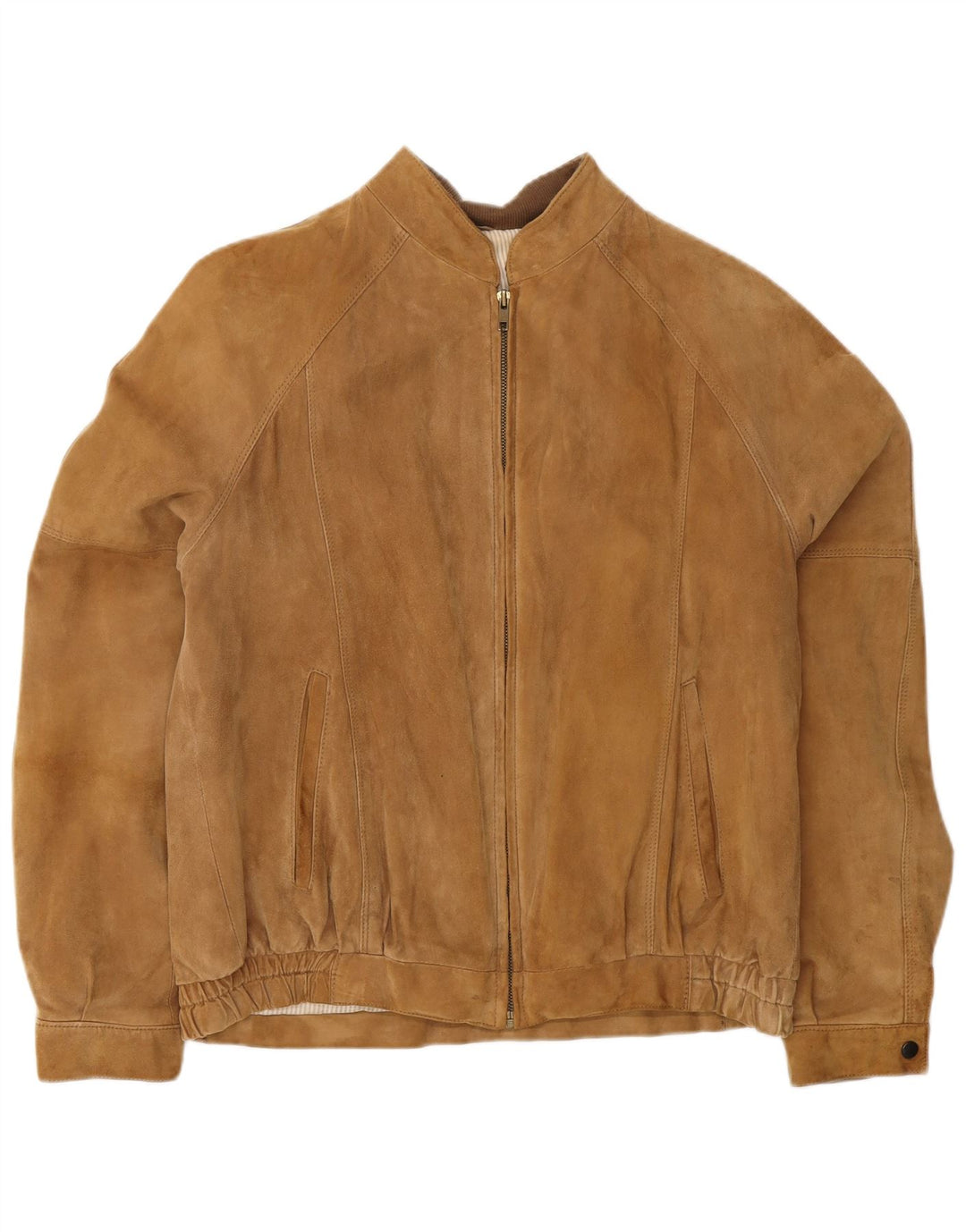 vintage Mens Suede Bomber Jacket IT 50 Grand Cuir Marron
