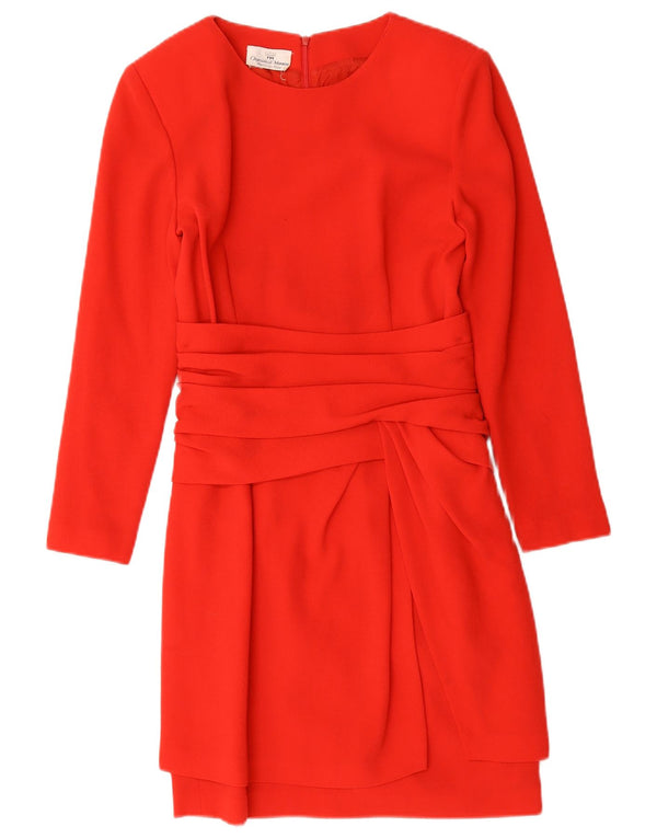 Robe fourreau à manches longues femme vintage UK 10 Petit Rouge
