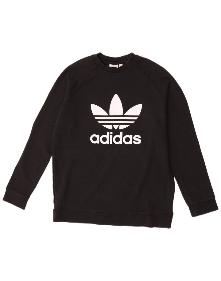 Adidas Sweat-shirt graphique pour homme en coton noir Taille L