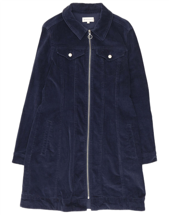 Warehouse Manteau en velours côtelé pour femme UK 14 Large Bleu marine en coton