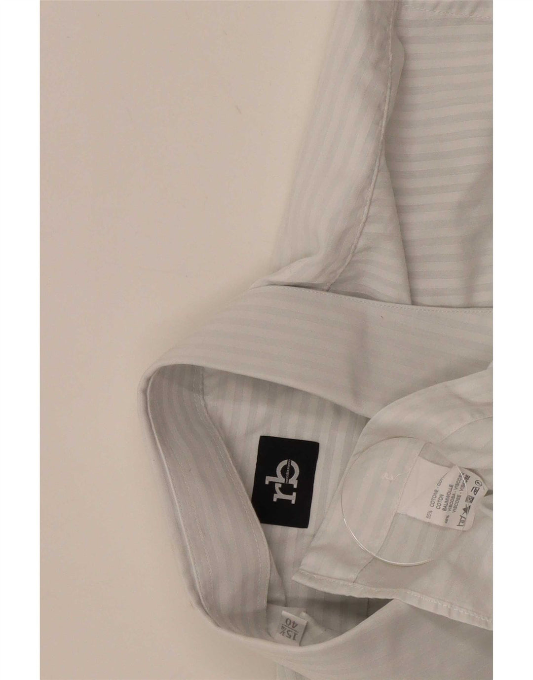 Roccobarocco Chemise homme Taille 40 15 3/4 Coton à fines rayures blanches moyennes