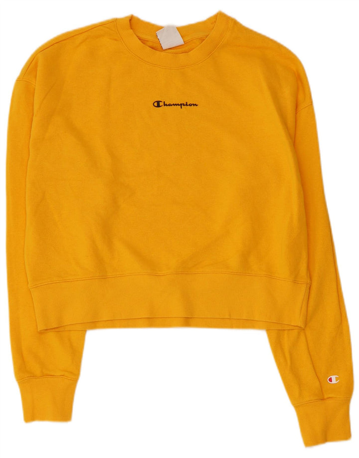 CHAMPION Sweat-shirt court pour femme UK 16 Grand coton jaune