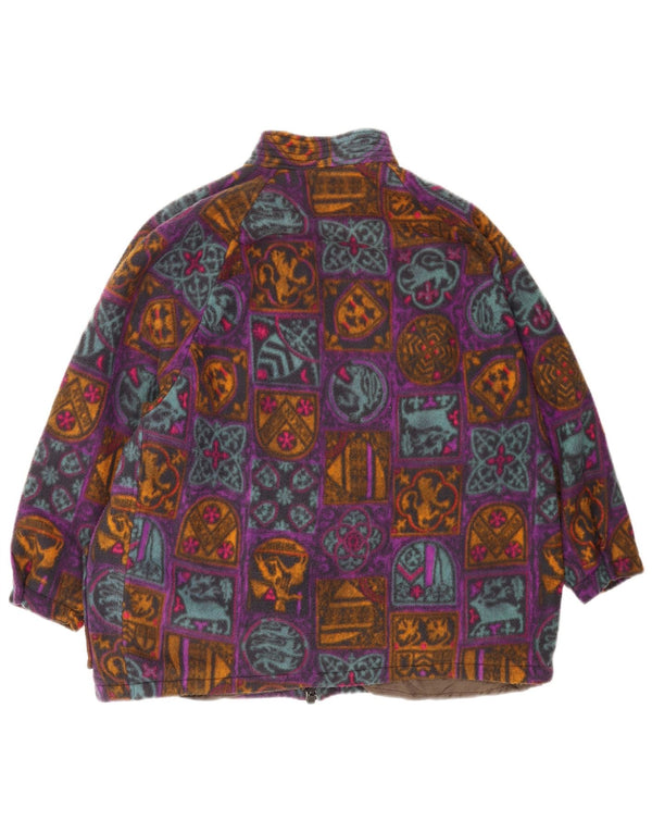 vintage Femme Veste polaire surdimensionnée UK 18 XL Géométrique multicolore