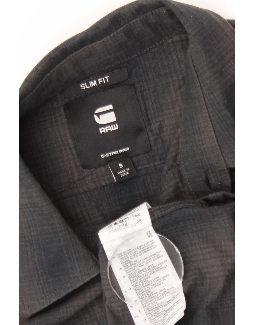 G-Star Chemise Slim Fit Petit Carreau Gris Coton