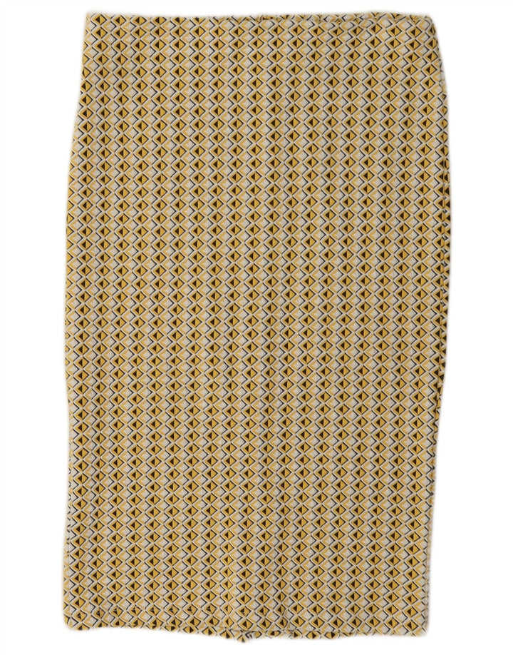 Jupe Midi Femme Zara Medium W28 Jaune Géométrique