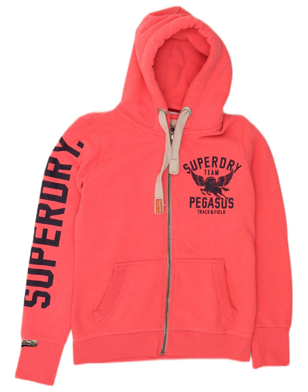 Superdry Pull à capuche zippé graphique pour femme UK 12 Rose moyen Sports