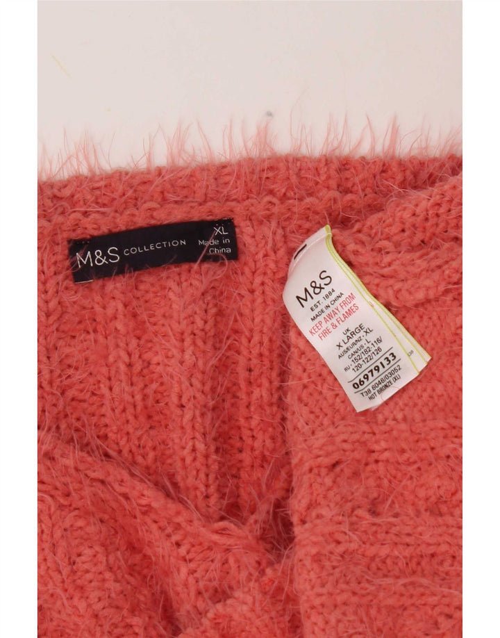 Marks & Spencer Pull col en V pour femme UK 18 XL Orange Polyester