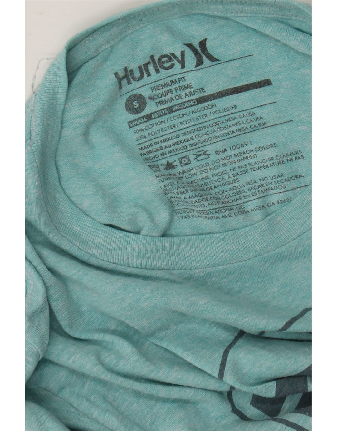 HURLEY T-shirt graphique coupe premium pour hommes, petit coton moucheté turquoise