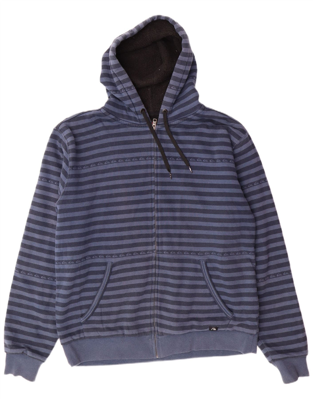 QUIKSILVER Pull à capuche zippé Sherpa pour homme XL en coton rayé bleu