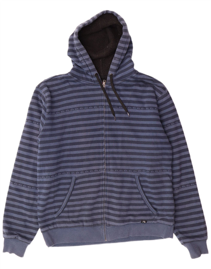 QUIKSILVER Pull à capuche zippé Sherpa pour homme XL en coton rayé bleu