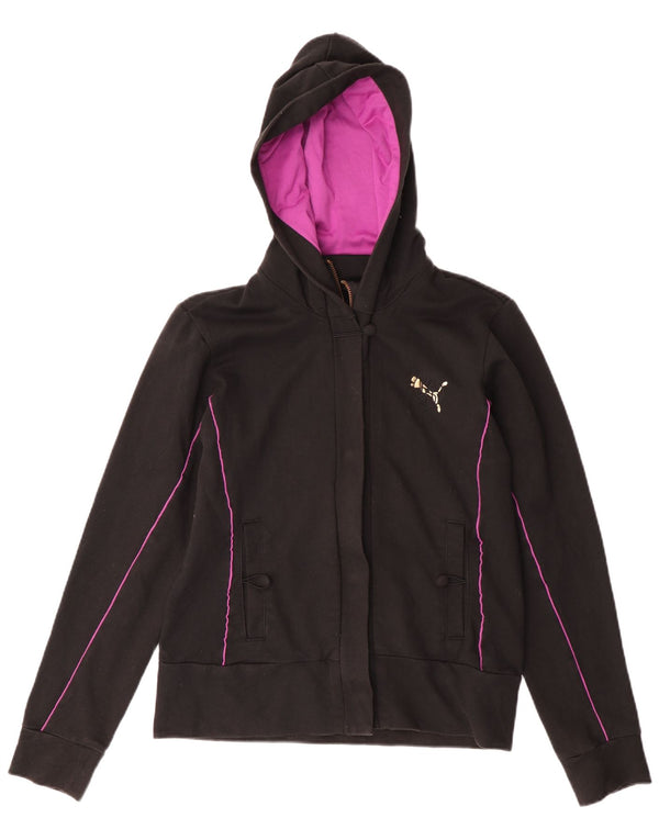 PUMA Pull à capuche zippé pour femme UK 12 Coton noir moyen