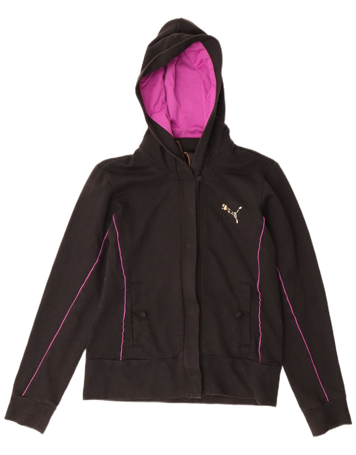 PUMA Pull à capuche zippé pour femme UK 12 Coton noir moyen