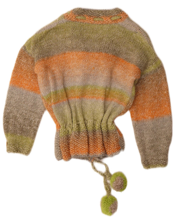 Vintage Womens Cardigan Sweater UK 14 Medium Multicolore Rayé