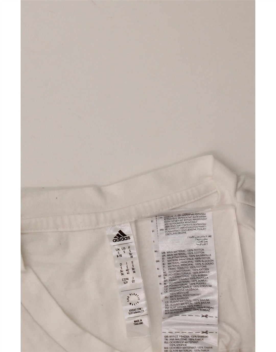 ADIDAS T-Shirt Femme UK 8/10 Petit Blanc Coton