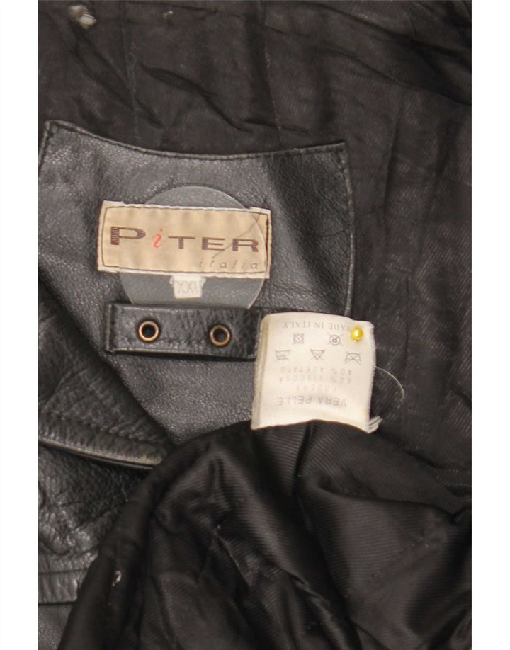 veste en cuir homme vintage UK 44 2XL Noir