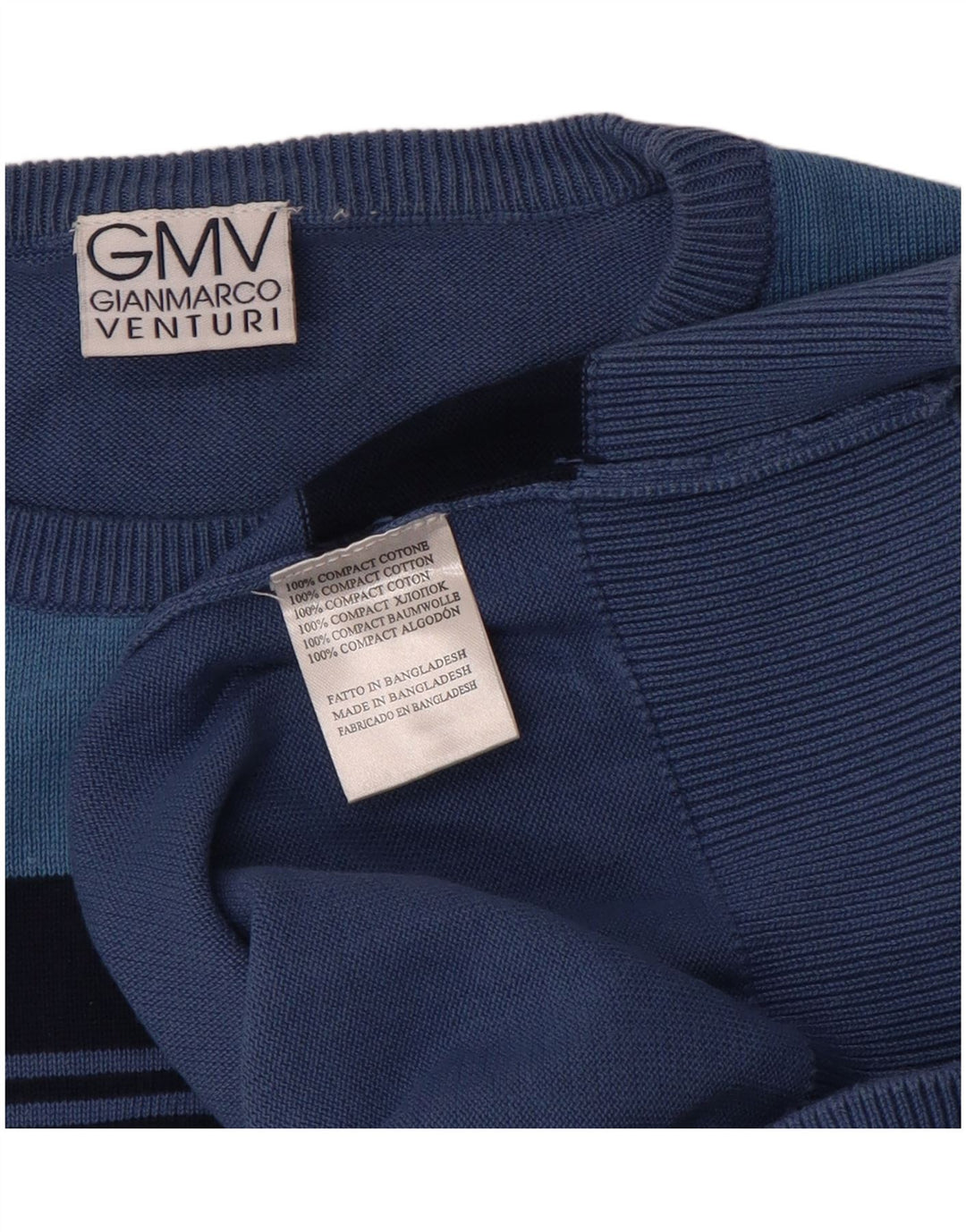 GIANMARCO VENTURI Pull col rond homme en coton rayé bleu moyen