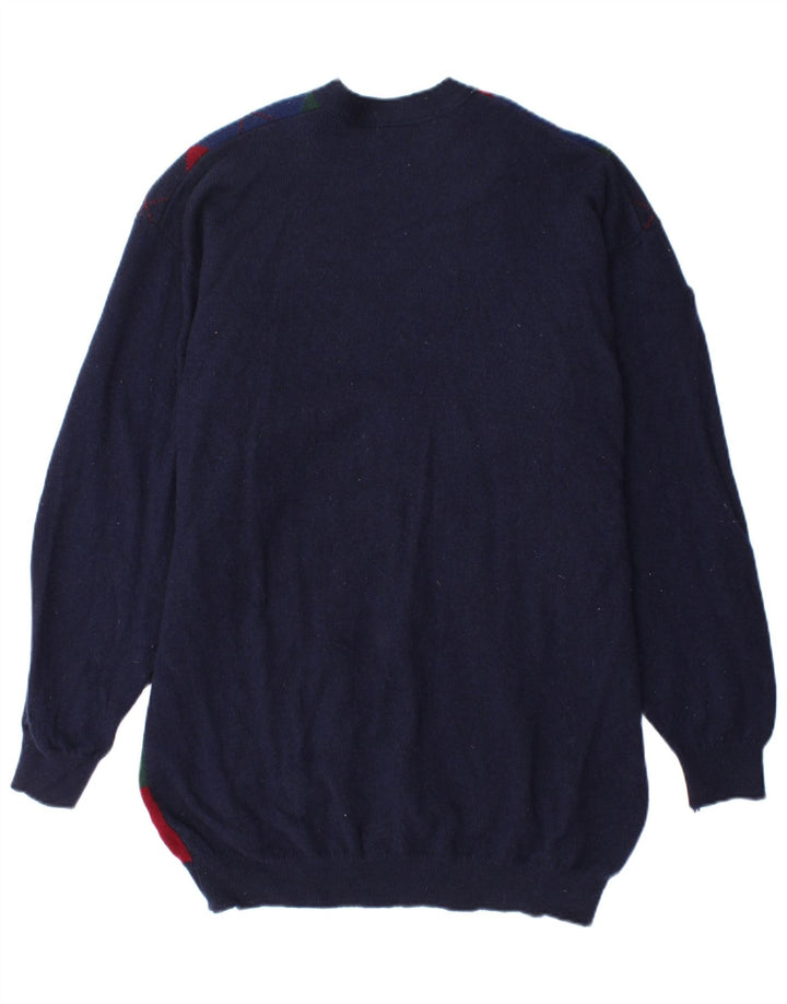 Marks & Spencer Pull Cardigan pour Homme Grand Bleu Marine Argyle/Diamant