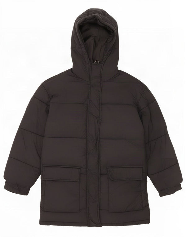 Topshop Manteau matelassé surdimensionné à capuche pour femme UK 6 XS Nylon noir