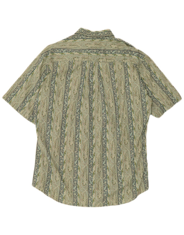 Vintage Mens Short Sleeve Shirt Size 39/40 Medium Green Paisley
