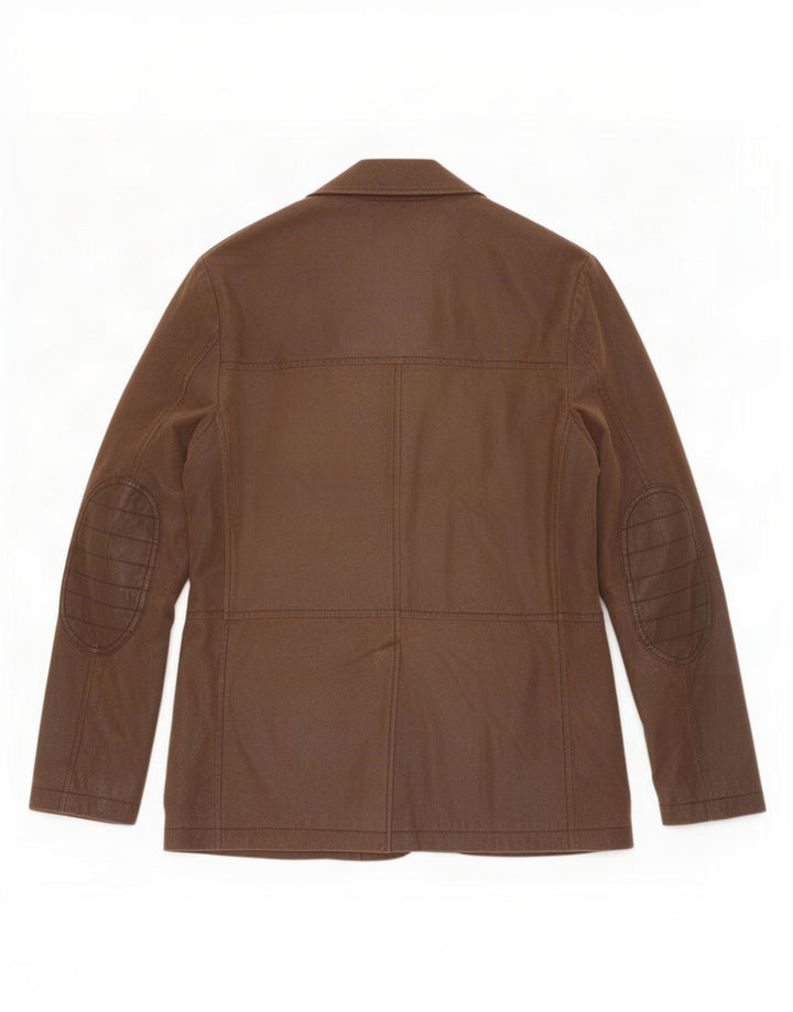vintage Homme Cuir 3 Bouton Blazer Veste IT 50 Grand Marron