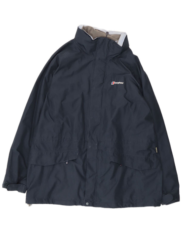 Berghaus Veste de pluie à capuche pour femme UK 20 2XL Bleu marine Polyester