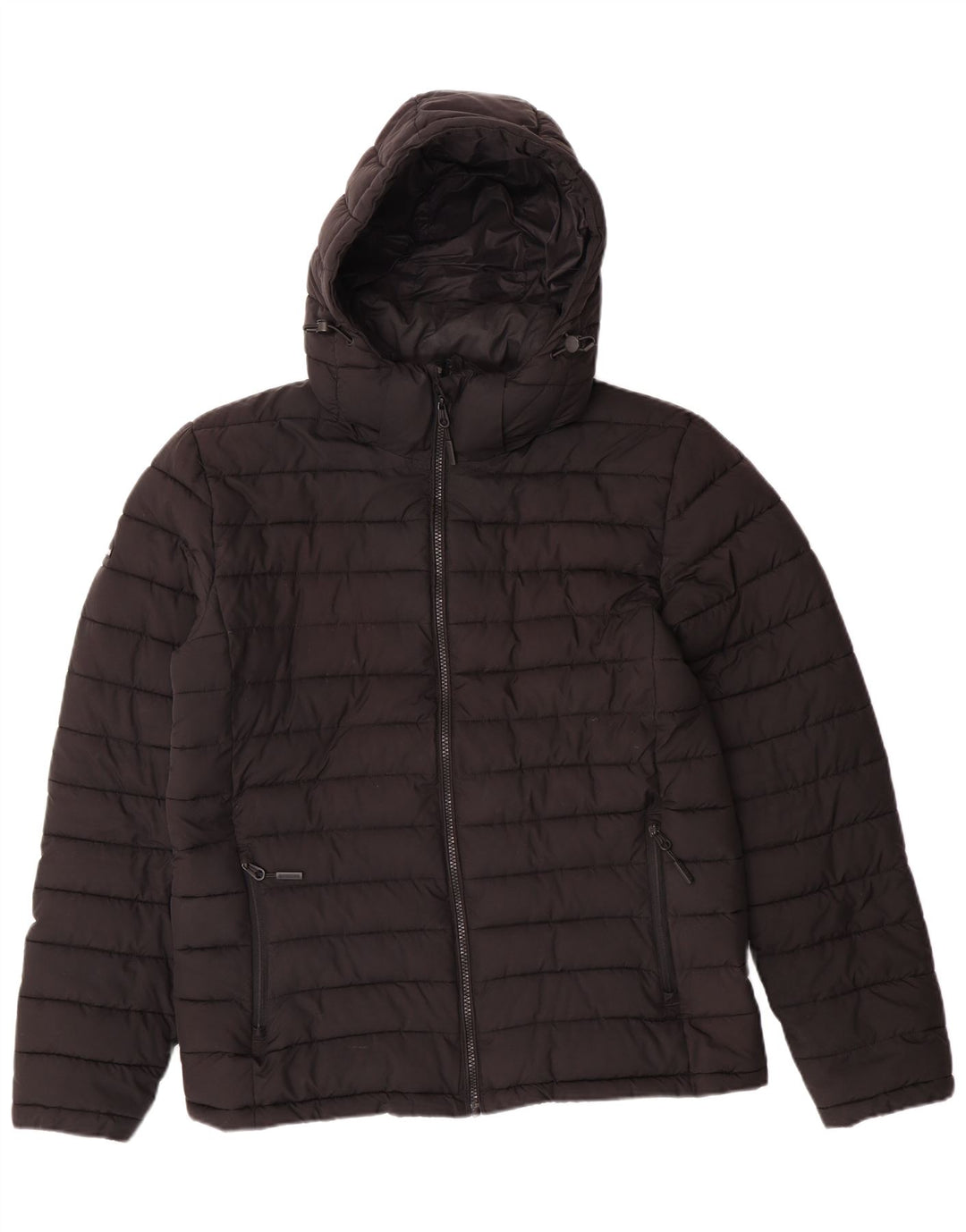 Superdry Veste matelassée à capuche pour hommes Large Noir Polyester