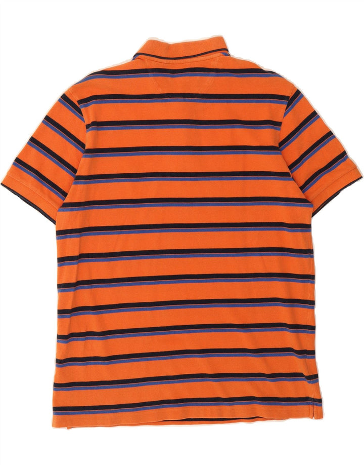 CHAPS Mens Polo Shirt Large Orange Striped Cotton Vintage Chaps and Second-Hand Chaps from Messina Hembry 