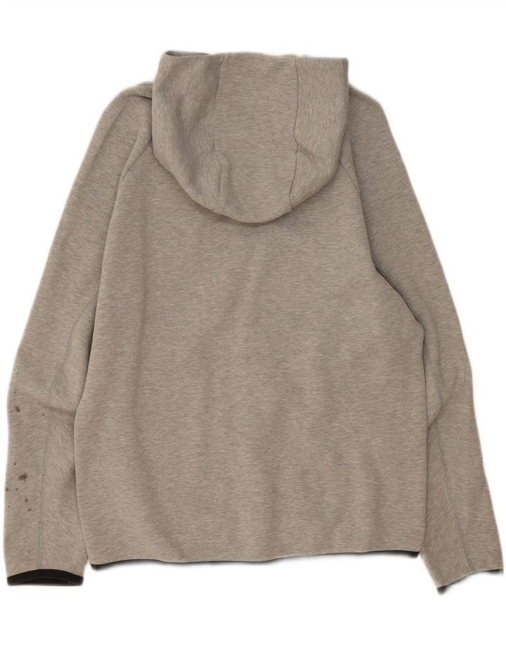 NIKE Pull à capuche zippé pour femme UK 14 Coton moucheté gris moyen