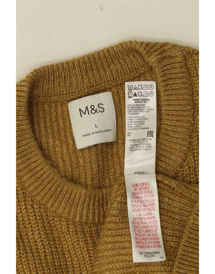 Marks & Spencer Pull ras du cou pour homme, grand, jaune, polyamide