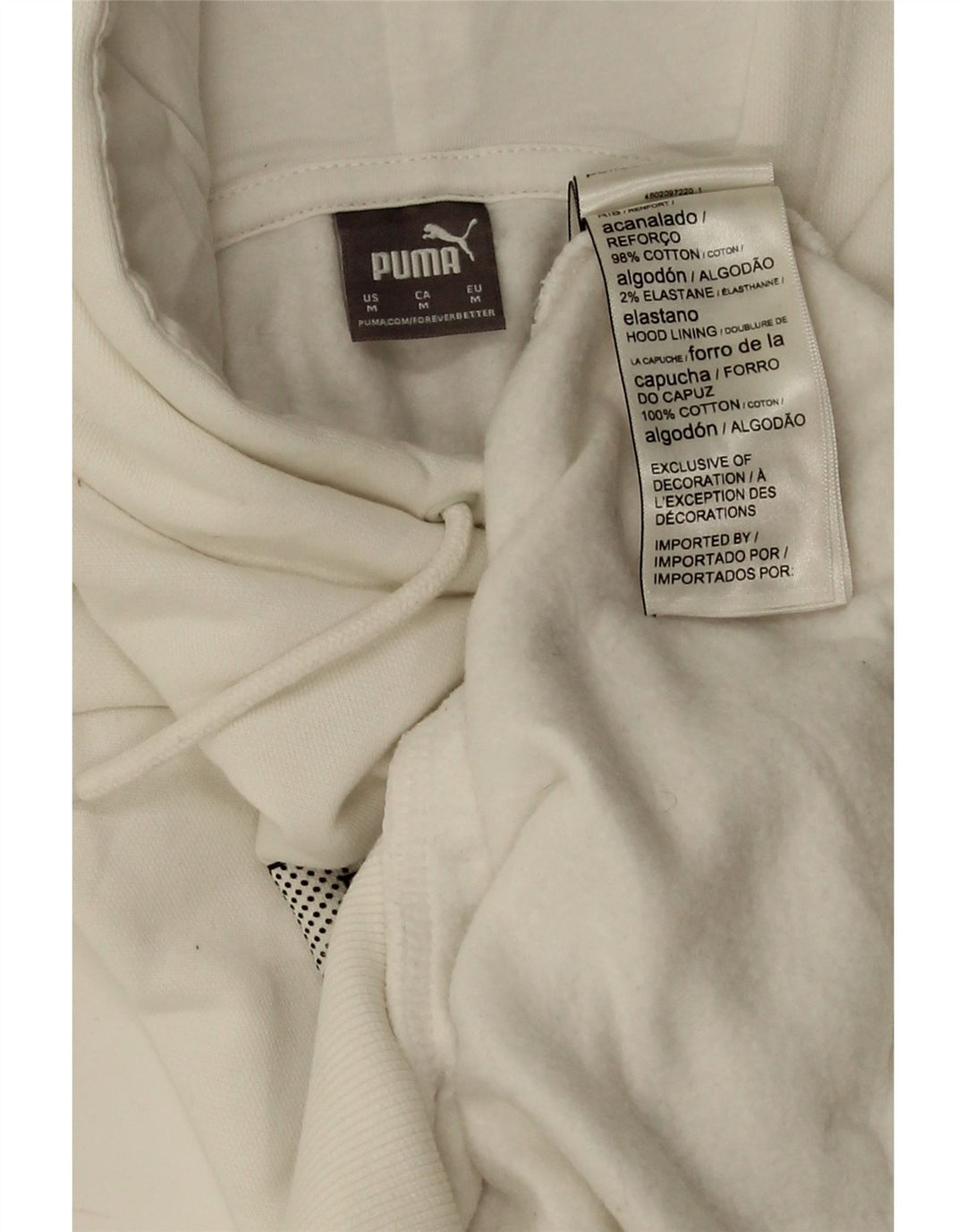 Puma Pull à capuche graphique pour femme UK14 en coton blanc moyen
