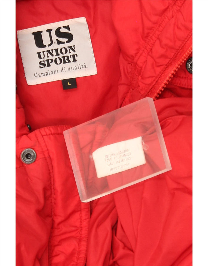 veste rembourrée à capuche vintage pour homme UK 40 Grand Polyamide Rouge