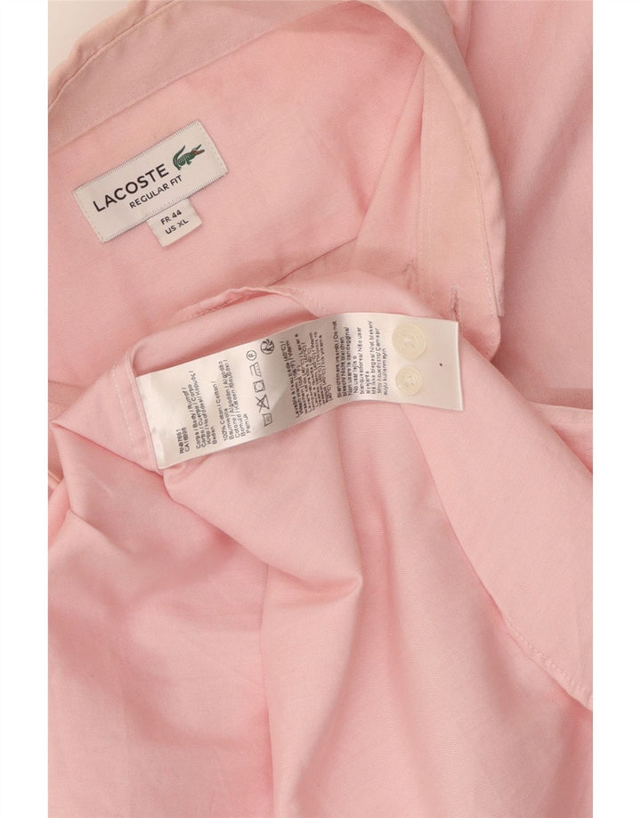 LACOSTE Chemise Homme Manches Courtes Regular Fit Taille 44 XL Coton Rose