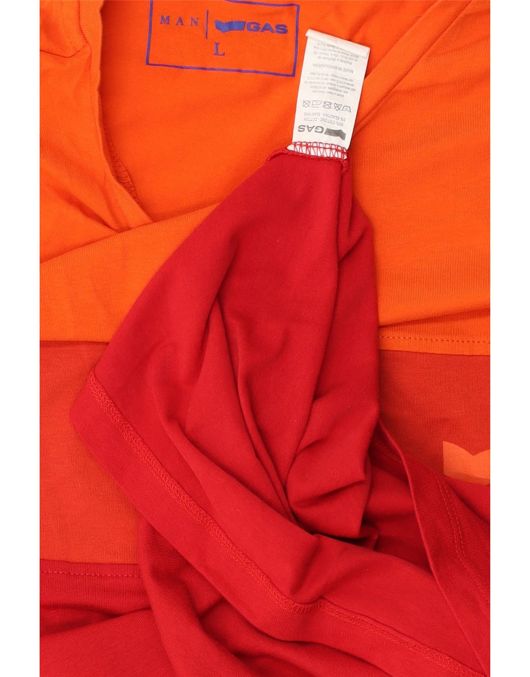 Gas T-Shirt Homme Haut Large Rouge Colorblock Coton