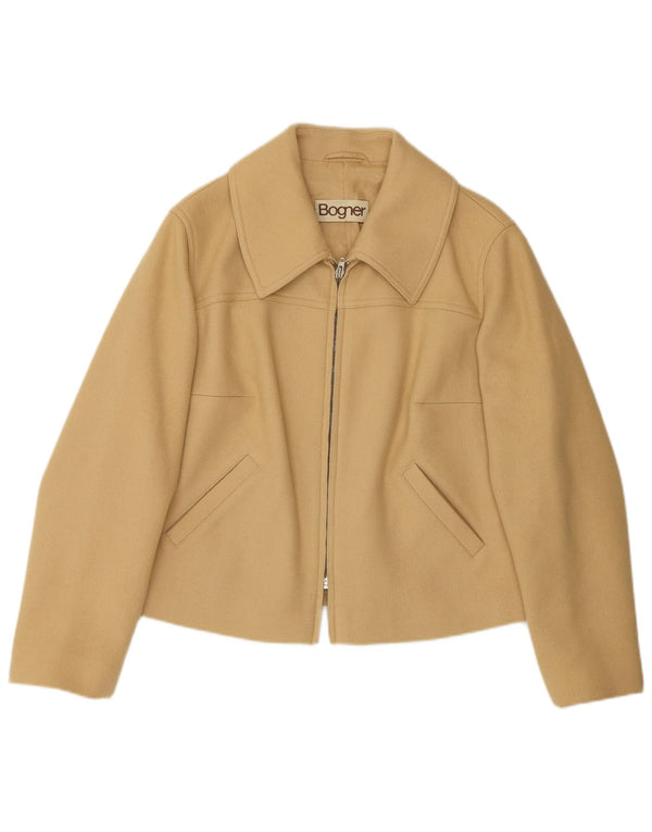 Bogner Veste blazer zippée pour femme UK 16 Grande laine beige
