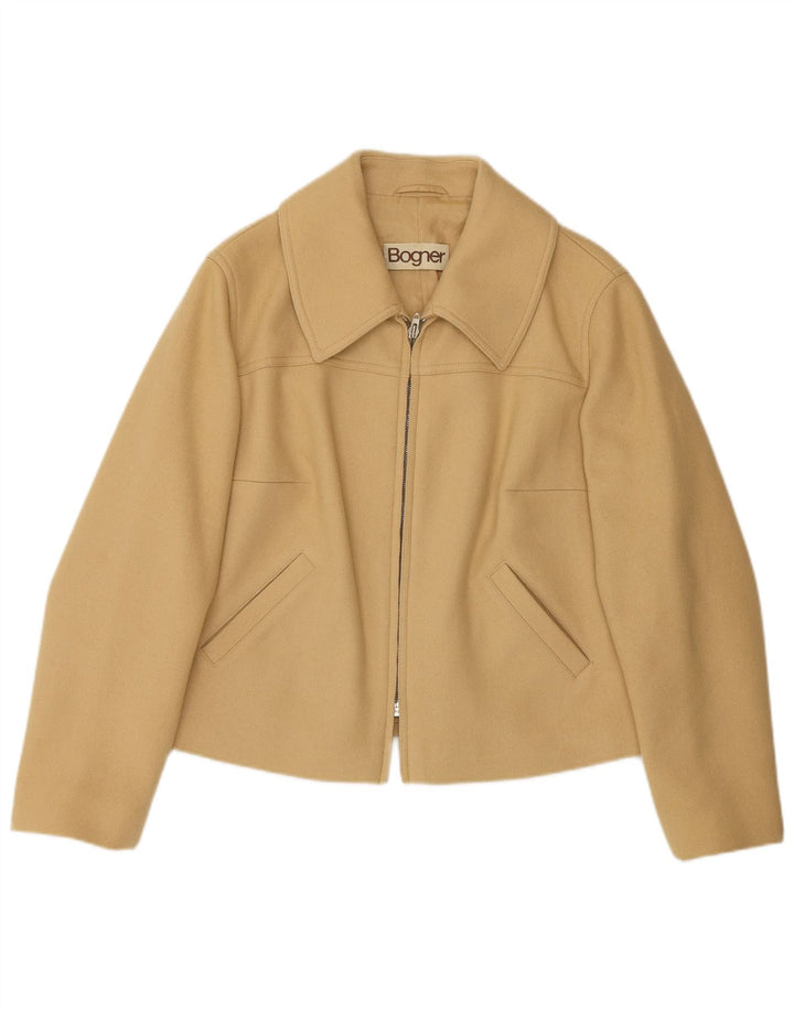 Bogner Veste blazer zippée pour femme UK 16 Grande laine beige