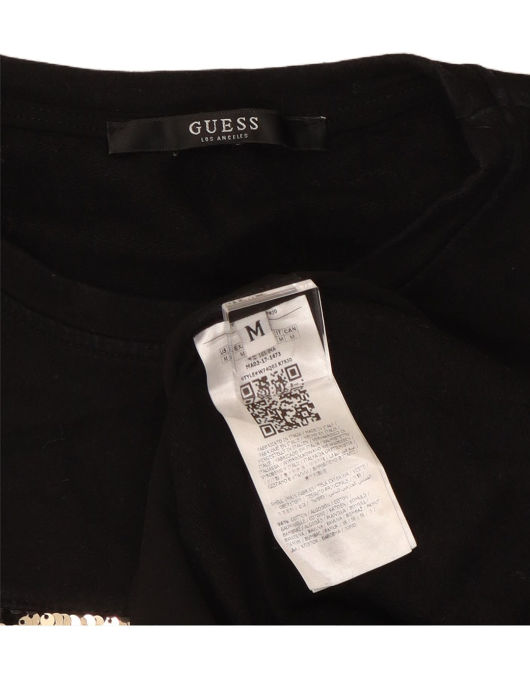 Guess Sweat-shirt pour femme UK 44 en coton color block noir moyen