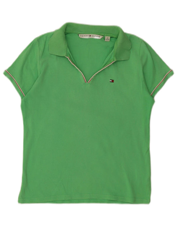 Tommy Hilfiger Polo Femme UK 12 Coton Vert Moyen