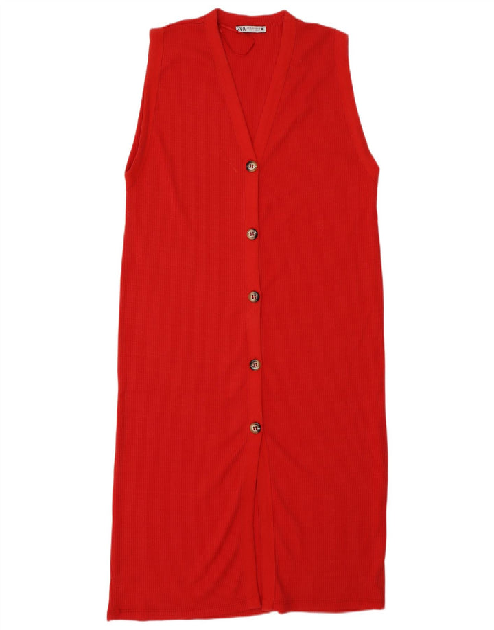 Zara Robe longue sans manches pour femme UK 44 Rouge moyen