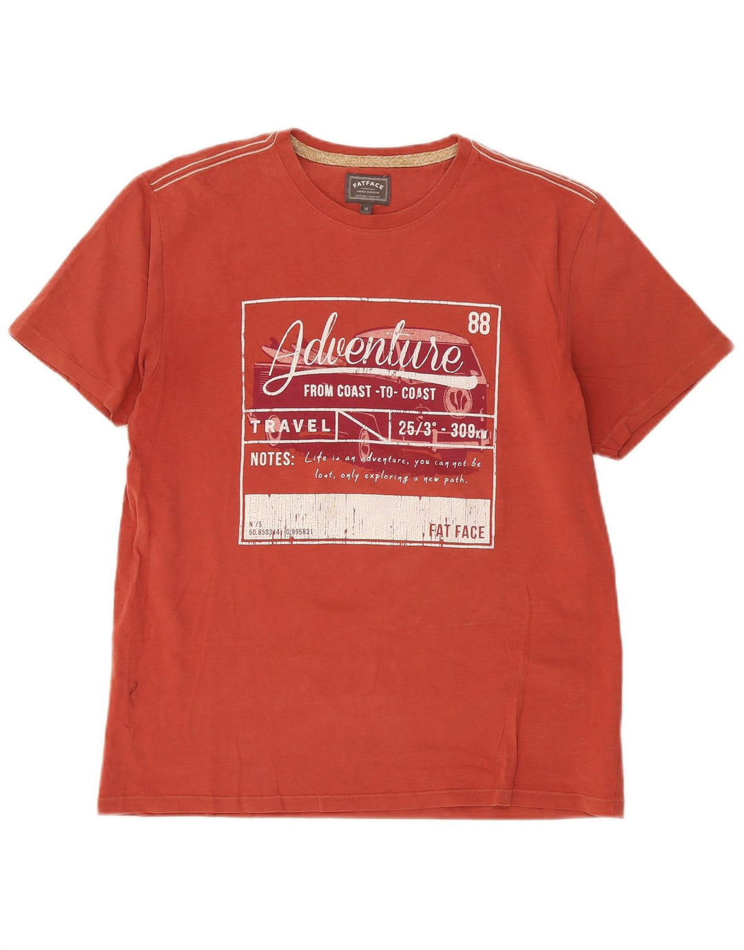 Fat Face T-Shirt Graphique Homme Rouge Moyen Coton