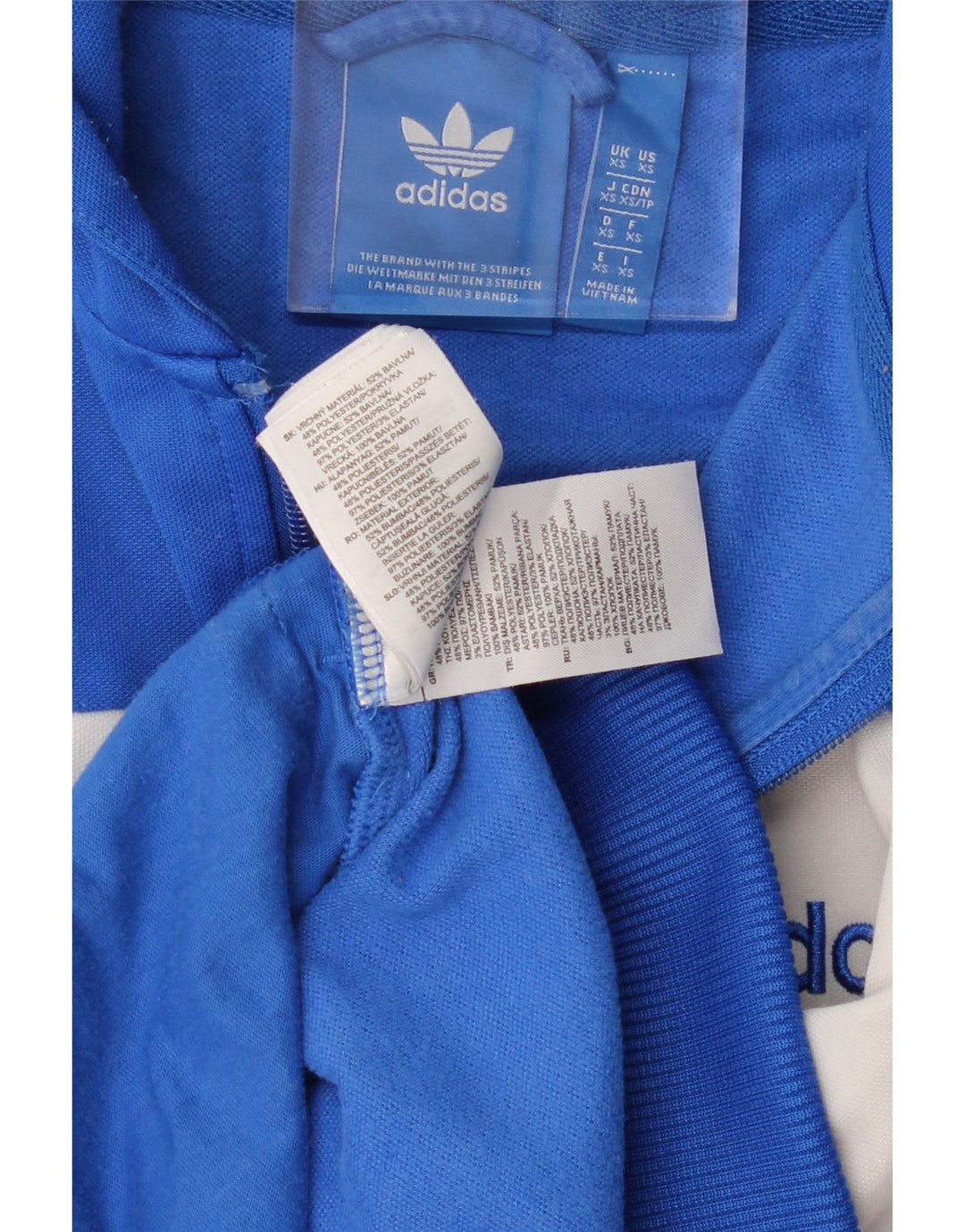 ADIDAS Pull à capuche zippé pour homme XS en coton color block bleu