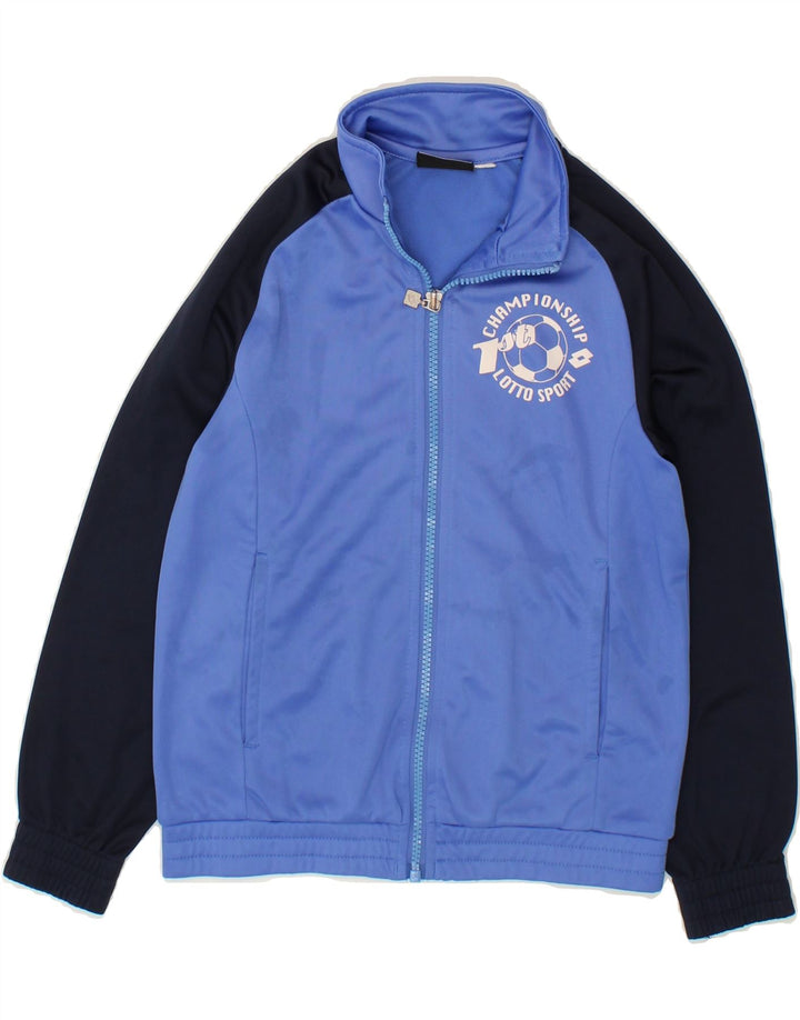 LOTTO Boys Graphic Tracksuit Top Jacket 8-9 Years Blue Colourblock Vintage Lotto and Second-Hand Lotto from Messina Hembry 