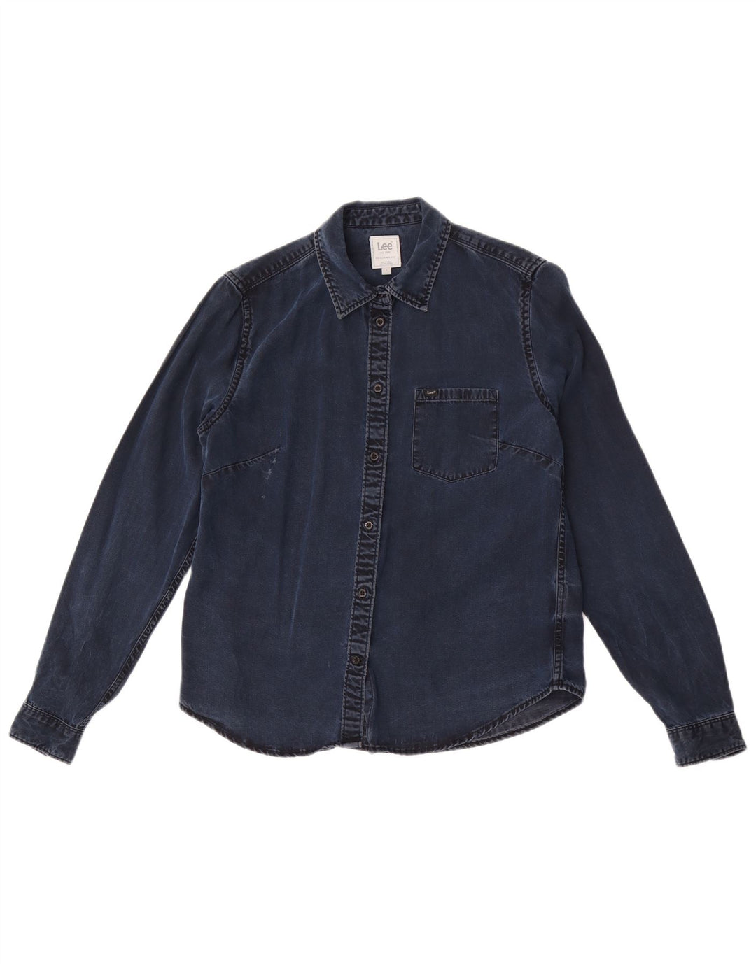 Lee Chemise en jean coupe régulière pour femme UK 10 Small Bleu marine Lyocell