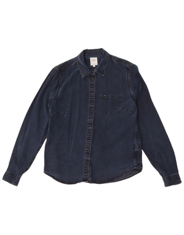 Lee Chemise en jean coupe régulière pour femme UK 10 Small Bleu marine Lyocell